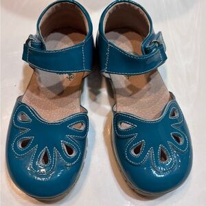 Livie & Luca Teal Petals Leather Girls Sandals Sz 11